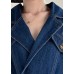 Handmade Blue Peter Pan Collar denim Jumpsuit Spring