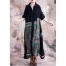 boutique Loose fitting Winter coat fall green print lapel patchwork coat