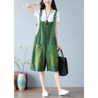 Plus size Green pocket hot pants Jumpsuit Summer