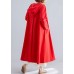 women red overcoat plus size hooded coats pockets Chinese Button coats