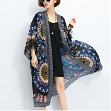 sundress new black prints chiffon cardigans plus size tassel half sleeve summer outwear